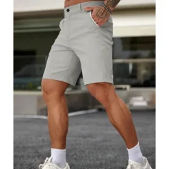 New OUKU Men's Dress Shorts Burmuda Shorts Work Shorts Pocket Plain Comfort Breathable Knee Length Outdoor Business Fashion Casual Black White