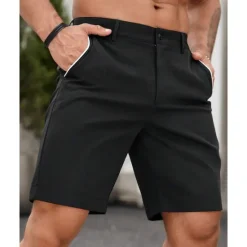 New OUKU Men's Dress Shorts Burmuda Shorts Work Shorts Pocket Plain Comfort Breathable Knee Length Outdoor Business Fashion Casual Black White