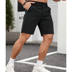 New OUKU Men's Dress Shorts Burmuda Shorts Work Shorts Pocket Plain Comfort Breathable Knee Length Outdoor Business Fashion Casual Black White
