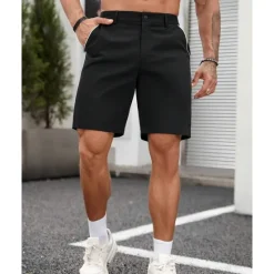 New OUKU Men's Dress Shorts Burmuda Shorts Work Shorts Pocket Plain Comfort Breathable Knee Length Outdoor Business Fashion Casual Black White
