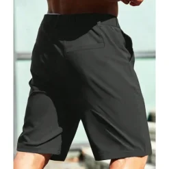 Best OUKU Men's Dress Shorts Burmuda Shorts Work Shorts Pocket Elastic Waist Plain Comfort Breathable Knee Length Outdoor Business Fashion Casual Black Khaki