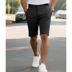 Outlet OUKU Men's Dress Shorts Burmuda Shorts Work Shorts Pocket Plain Comfort Breathable Knee Length Outdoor Business Fashion Casual Black Navy Blue