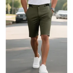 Outlet OUKU Men's Dress Shorts Burmuda Shorts Work Shorts Pocket Plain Comfort Breathable Knee Length Outdoor Business Fashion Casual Black Navy Blue
