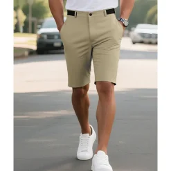 Outlet OUKU Men's Dress Shorts Burmuda Shorts Work Shorts Pocket Plain Comfort Breathable Knee Length Outdoor Business Fashion Casual Black Navy Blue