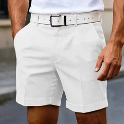 OUKU Men's Dress Shorts Burmuda Shorts Work Shorts Pocket Plain Comfort Knee Length Outdoor Business Fashion Casual Black White