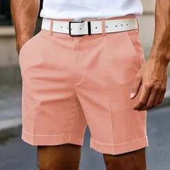 OUKU Men's Dress Shorts Burmuda Shorts Work Shorts Pocket Plain Comfort Knee Length Outdoor Business Fashion Casual Black White