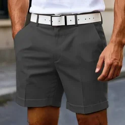 OUKU Men's Dress Shorts Burmuda Shorts Work Shorts Pocket Plain Comfort Knee Length Outdoor Business Fashion Casual Black White