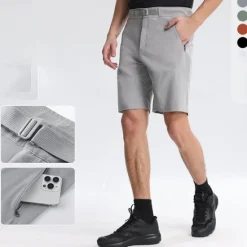Outlet OUKU Men's Dress Shorts Burmuda Shorts Work Shorts Ruched Pocket Plain Comfort Breathable Knee Length Outdoor Business Fashion Casual Black Orange