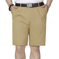 Clearance OUKU Men's Dress Shorts Burmuda Shorts Work Shorts Ruched Pocket Plain Comfort Breathable Knee Length Outdoor Business Fashion Casual Black Navy Blue