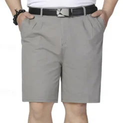 Clearance OUKU Men's Dress Shorts Burmuda Shorts Work Shorts Ruched Pocket Plain Comfort Breathable Knee Length Outdoor Business Fashion Casual Black Navy Blue
