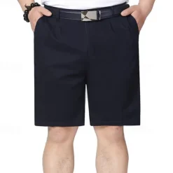 Clearance OUKU Men's Dress Shorts Burmuda Shorts Work Shorts Ruched Pocket Plain Comfort Breathable Knee Length Outdoor Business Fashion Casual Black Navy Blue