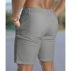 Best OUKU Men's Dress Shorts Burmuda Shorts Work Shorts Pocket Plain Comfort Breathable Knee Length Outdoor Business Fashion Casual Black White