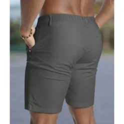 Best OUKU Men's Dress Shorts Burmuda Shorts Work Shorts Pocket Plain Comfort Breathable Knee Length Outdoor Business Fashion Casual Black White
