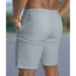 Best OUKU Men's Dress Shorts Burmuda Shorts Work Shorts Pocket Plain Comfort Breathable Knee Length Outdoor Business Fashion Casual Black White