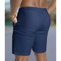 Best OUKU Men's Dress Shorts Burmuda Shorts Work Shorts Pocket Plain Comfort Breathable Knee Length Outdoor Business Fashion Casual Black White