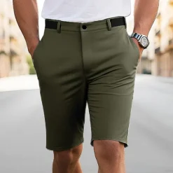 Sale OUKU Men's Dress Shorts Burmuda Shorts Work Shorts Pocket Plain Comfort Breathable Knee Length Outdoor Business Fashion Casual Black Navy Blue