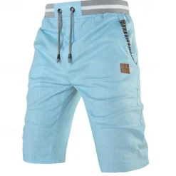 Best OUKU Men's Dress Shorts Burmuda Shorts Work Shorts Pocket Drawstring Plain Comfort Breathable Knee Length Outdoor Business Fashion Casual Black Blue