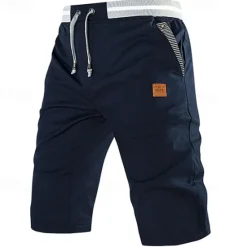 Best OUKU Men's Dress Shorts Burmuda Shorts Work Shorts Pocket Drawstring Plain Comfort Breathable Knee Length Outdoor Business Fashion Casual Black Blue
