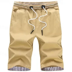 New OUKU Men's Dress Shorts Burmuda Shorts Work Shorts Pocket Drawstring Plain Comfort Breathable Knee Length Outdoor Business Fashion Casual Black Red
