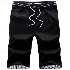 New OUKU Men's Dress Shorts Burmuda Shorts Work Shorts Pocket Drawstring Plain Comfort Breathable Knee Length Outdoor Business Fashion Casual Black Red