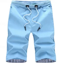 New OUKU Men's Dress Shorts Burmuda Shorts Work Shorts Pocket Drawstring Plain Comfort Breathable Knee Length Outdoor Business Fashion Casual Black Red