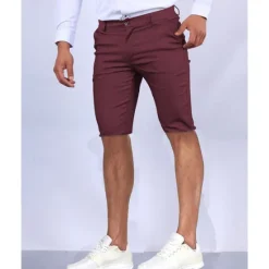 Sale OUKU Men's Dress Shorts Burmuda Shorts Work Shorts Golf Shorts Pocket Plain Comfort Breathable Knee Length Outdoor Business Fashion Casual Black White