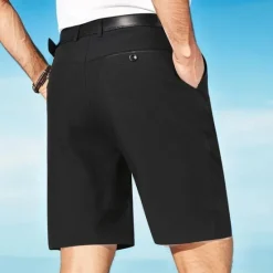 Discount OUKU Men's Dress Shorts Casual Shorts High Rise Solid Colored Breathable Lightweight Knee Length Casual Basic Classic White gray Black High Waist Inelastic