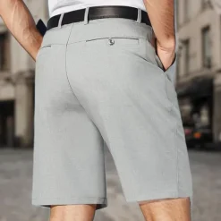 Discount OUKU Men's Dress Shorts Casual Shorts High Rise Solid Colored Breathable Lightweight Knee Length Casual Basic Classic White gray Black High Waist Inelastic