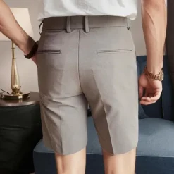 Outlet OUKU Men's Dress Shorts Summer Shorts Work Shorts Casual Shorts Buttons Pocket Plain Comfort Knee Length Formal Party Work Fashion Classic Style Black White Micro-elastic