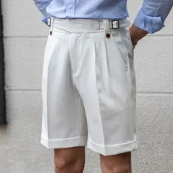 Discount OUKU Men's Dress Shorts Summer Shorts Work Shorts Casual Shorts Pocket Plain Comfort Short Formal Party Work Fashion Classic Style Black White Micro-elastic