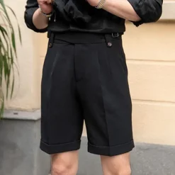 Discount OUKU Men's Dress Shorts Summer Shorts Work Shorts Casual Shorts Pocket Plain Comfort Short Formal Party Work Fashion Classic Style Black White Micro-elastic