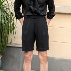 Discount OUKU Men's Dress Shorts Summer Shorts Work Shorts Casual Shorts Pocket Plain Comfort Short Formal Party Work Fashion Classic Style Black White Micro-elastic