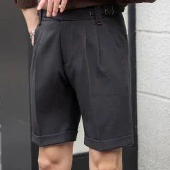 Discount OUKU Men's Dress Shorts Summer Shorts Work Shorts Casual Shorts Pocket Plain Comfort Short Formal Party Work Fashion Classic Style Black White Micro-elastic