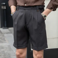 Discount OUKU Men's Dress Shorts Summer Shorts Work Shorts Casual Shorts Pocket Plain Comfort Short Formal Party Work Fashion Classic Style Black White Micro-elastic