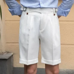 Discount OUKU Men's Dress Shorts Summer Shorts Work Shorts Casual Shorts Pocket Plain Comfort Short Formal Party Work Fashion Classic Style Black White Micro-elastic