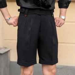 Discount OUKU Men's Dress Shorts Summer Shorts Work Shorts Casual Shorts Pocket Plain Comfort Short Formal Party Work Fashion Classic Style Black White Micro-elastic