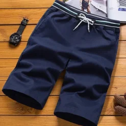 Sale OUKU Men's Dress Shorts Work Shorts Drawstring Elastic Waist Multi Pocket Plain Comfort Wearable Knee Length Outdoor Sport Daily Fashion Casual Black Navy Blue