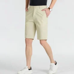 New OUKU Men's Dress Shorts Work Shorts Golf Shorts Pocket Plain Comfort Breathable Knee Length Outdoor Business Sports Casual Black White