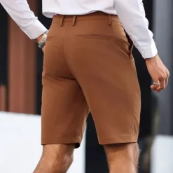 Online OUKU Men's Dress Shorts Work Shorts Golf Shorts Pocket Plain Comfort Breathable Knee Length Outdoor Business Sports Casual Coffee