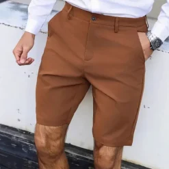 Online OUKU Men's Dress Shorts Work Shorts Golf Shorts Pocket Plain Comfort Breathable Knee Length Outdoor Business Sports Casual Coffee
