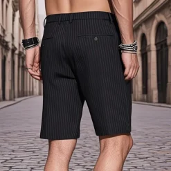 New OUKU Men's Dress Shorts Work Shorts Golf Shorts Pocket Stripes Comfort Breathable Knee Length Outdoor Business Sports Casual Black Light Grey