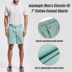 Best OUKU Men's Dress Shorts Work Shorts Golf Shorts Pocket Plain Comfort Breathable Knee Length Outdoor Business Sports Casual Black White