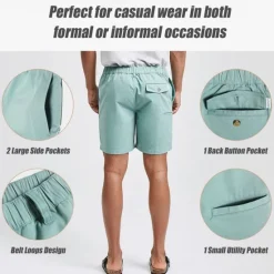 Best OUKU Men's Dress Shorts Work Shorts Golf Shorts Pocket Plain Comfort Breathable Knee Length Outdoor Business Sports Casual Black White