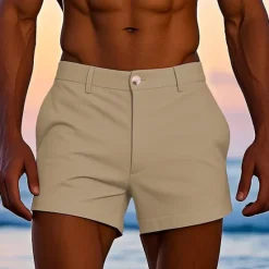Online OUKU Men's Dress Shorts Work Shorts Golf Shorts Pocket Plain Comfort Breathable Short Outdoor Business Sports Casual White Yellow
