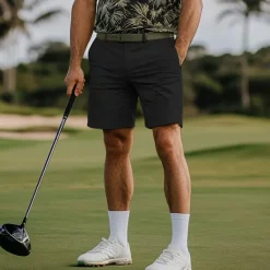 Discount OUKU Men's Dress Shorts Work Shorts Casual Shorts Golf Shorts Pocket Straight Leg Solid Colored Comfort Wearable Knee Length Outdoor Daily Streetwear Stylish Black Brown