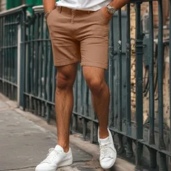 Best OUKU Men's Dress Shorts Work Shorts Casual Shorts Golf Shorts Pocket Straight Leg Solid Colored Comfort Wearable Knee Length Outdoor Daily Streetwear Stylish Black Brown