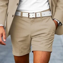Discount OUKU Men's Dress Shorts Work Shorts Golf Shorts Pocket Plain Comfort Breathable Short Outdoor Business Sports Casual White Yellow