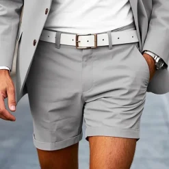 Discount OUKU Men's Dress Shorts Work Shorts Golf Shorts Pocket Plain Comfort Breathable Short Outdoor Business Sports Casual White Yellow