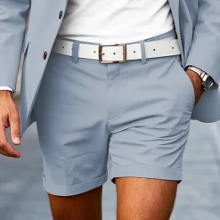 Discount OUKU Men's Dress Shorts Work Shorts Golf Shorts Pocket Plain Comfort Breathable Short Outdoor Business Sports Casual White Yellow