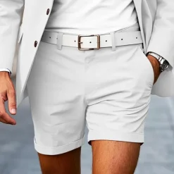 Discount OUKU Men's Dress Shorts Work Shorts Golf Shorts Pocket Plain Comfort Breathable Short Outdoor Business Sports Casual White Yellow